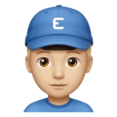 This is a cartoon-style avatar wearing a blue cap and a matching blue shirt, with a neutral expression. sticker