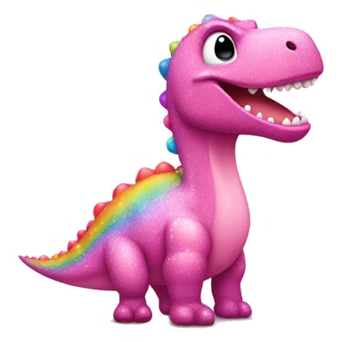 Pink Dinosaur with rainbow glittery polka dots  sticker