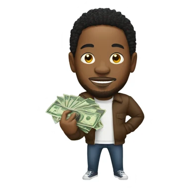 Kendrick Lamar holding money sticker