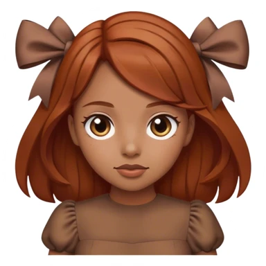 girl with reddish blunt hair and with and 2 bows brown dress sticker