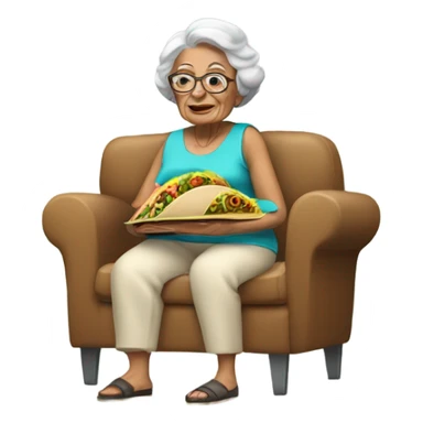 Granny with tacos between her legs sticker