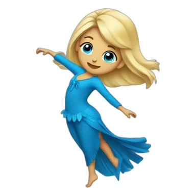 blonde girl dancing in a blue bird costume sticker