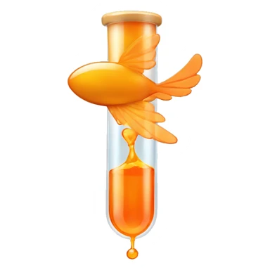 a flying test tube with orange liquid and wings  sticker