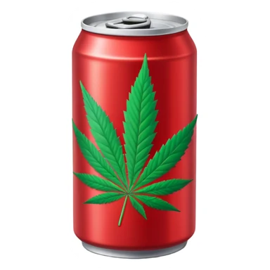 red soda can with a green cannabis leaf printed on it sticker