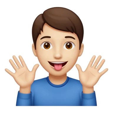 A face with tongue out smiling hands on the side sticker