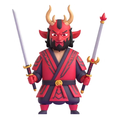 Devil samurai warrior with horns sticker