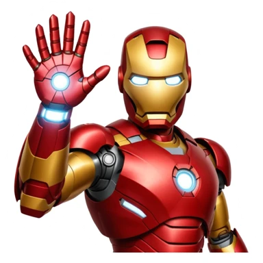 Iron Man, hand raised with repulsor glowing, red and gold armor, no text sticker