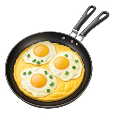 frying pan cooking an omelet with eggs sticker