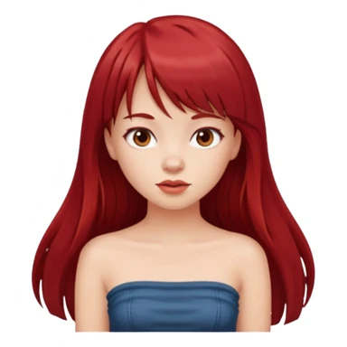girl with long dark red hair and and bangs in a tube top sticker