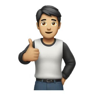 asian man thums up sticker