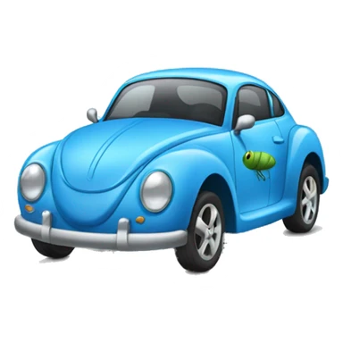 Blue car with dragonfly sticker