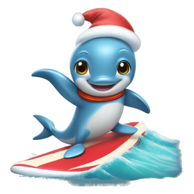 Dolphin riding a surfboard in a Christmas outfit   sticker