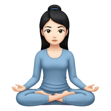 White girl  with black hair meditating sticker