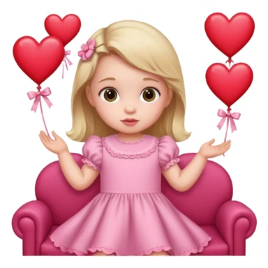 baby girl on a paper background with valentines day decor sticker