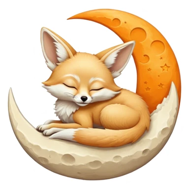 fennec sleeping on a moon sickle  sticker