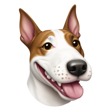 Tri-coloured English bull terrier smiling with ball in mouth sticker