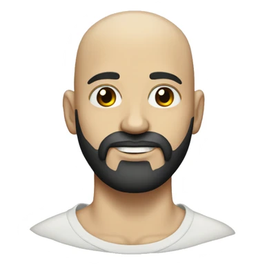 White bald man with black beard and heart tattoo under left eye sticker