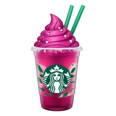 Starbucks dark pink dragonfruit refresher. no pink cream on top. starbucks logo. sticker