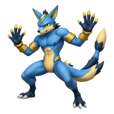 Lucario-Zeraora-Fakémon-hybrid-creature (full body)  sticker
