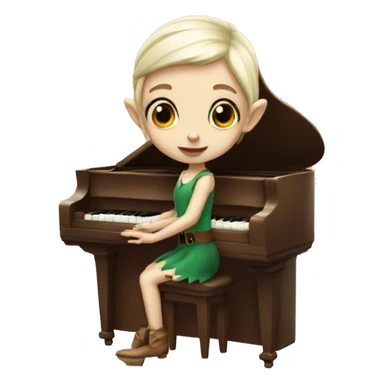 whits skin girl elf playing the piano sticker