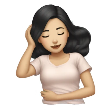 Coquette asian black hair girl sleeping  sticker