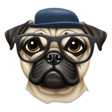 A pug wearing 2024 new years sunglasses sticker