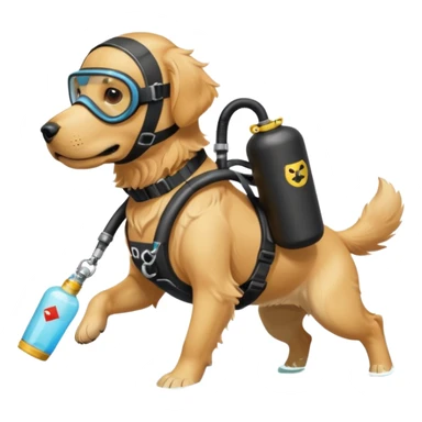 dog wearing scuba gear dive into the sea with diver mask and oxygen tank sticker
