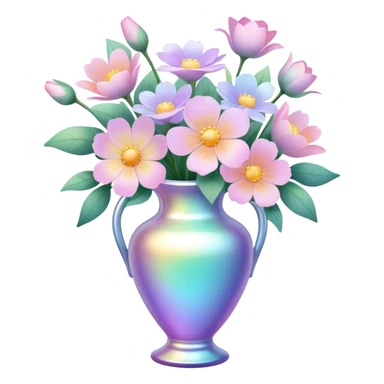 Iridescent vase with pastel flowers sticker