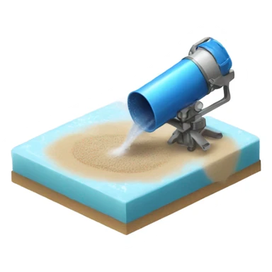 sprinkler shooting sand onto ice sticker