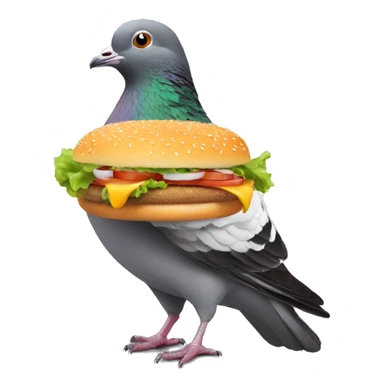 pigeon eating a burger sticker