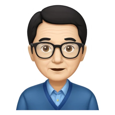 Un locutor de radio,edad avanzada,  pelo negro, con gafas, sticker