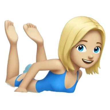 girl swimming blonde hair blue eyes full body with flippers sticker
