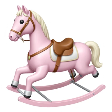 Light pink rocking horse toy for kids with a white saddle  sticker
