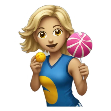 handball player female eating lollipop sticker