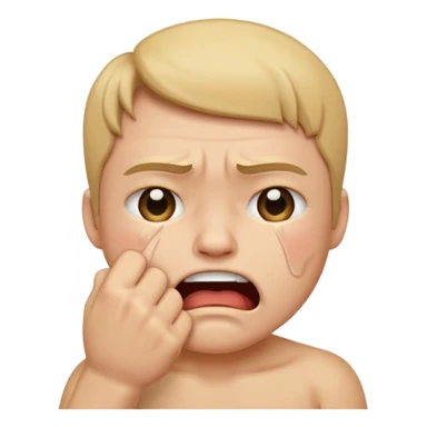 Tourne cet emoji 🤜 de -90 degrés et met le sur la bouche de cette emoji 😭 sticker