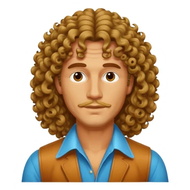 70s 80s men with long curly hair style  sticker