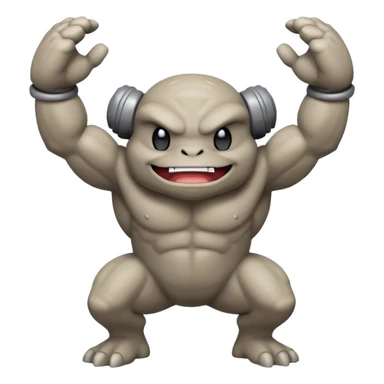 Geodude Pokémon, round rocky body with arms, winking sticker