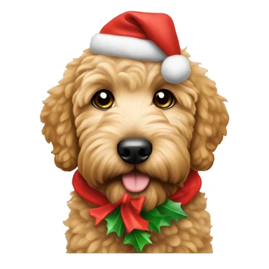 Golden doodle puppy with a Christmas costume  sticker