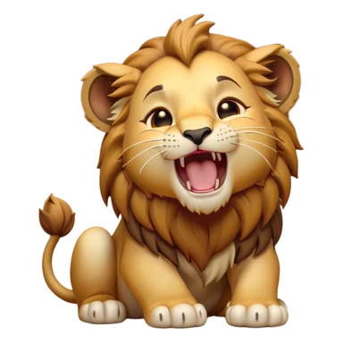 Cinematic Cute Yawning Lion Cub Portrait Emoji, Head tilted slightly with a dramatic, wide-open yawn, showcasing a soft, downy tawny Fur with a majestic mane, floppy ears slightly drooping, round amber eyes barely open in drowsy contentment, Simplified yet irresistibly adorable features, highly detailed, glowing with a soft, cozy glow, high shine, relaxed yet expressive, stylized with a touch of savannah whimsy, bright and endearing, soft glowing outline, capturing the essence of a sleepy yet affectionate Lion Cub, so drowsy it feels like it could stretch out of the screen and curl up for a nap! sticker