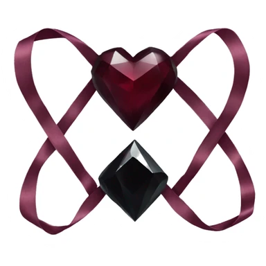 crystal black heart wrapped in a burgundy bow sticker