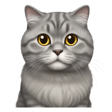 gray scottish fold long-hair cat sticker