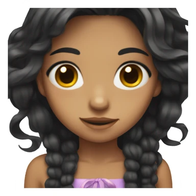 girl with long black hair with ribbon in her hair and  tan skin sticker