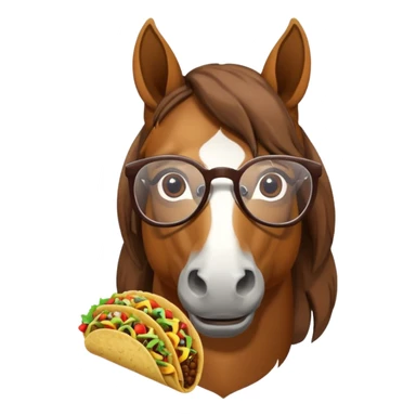 horse holding taco with glasses sticker