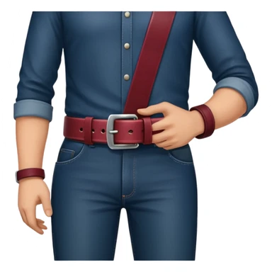 burgundy belt in man’s hand sticker