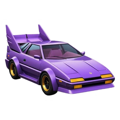  the animated series Batgirl’s aerodynamic opulent dark  futuristic concept loosely based on Toyota 1986 AE86 (flat long straight faceted mechanical body) winged stealthy street hot rod  sticker