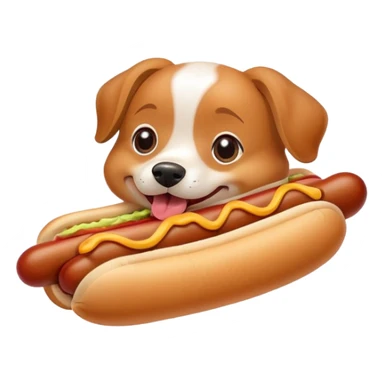 dog eating hotdog sticker