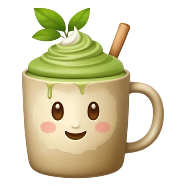 realistic Matcha latte in beige stone mug sticker