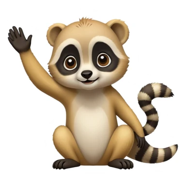 Meerkat waving good bye to a panda sticker
