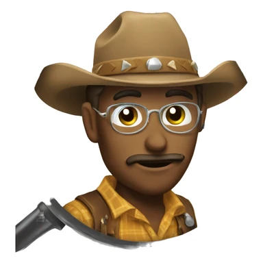 cowboy emoji with magnifying glass sticker