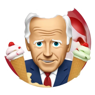 Joe Biden Eating Ice Cream and a red circle around it with lne drawn through it so it becaue not allowed sticker